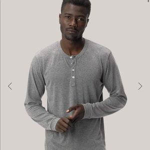 Buck Mason Pima curved hem Henley - grey